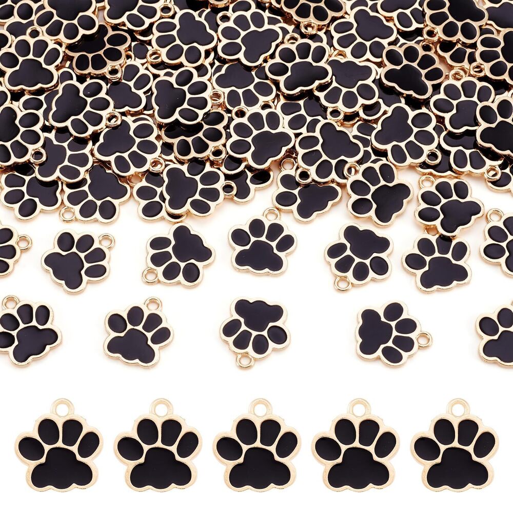 4323 100Pcs Alloy Paw Prints Charms 17.5x16mm Enamel Animal Cat Puppy